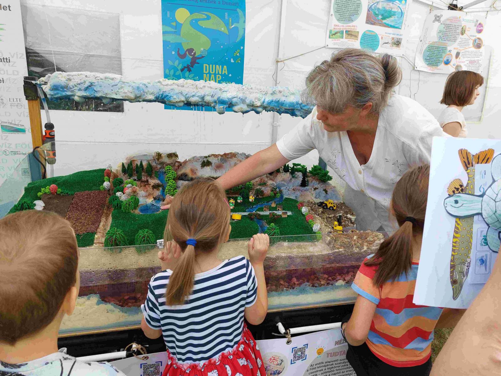 Children looking at presentation during Danube Day