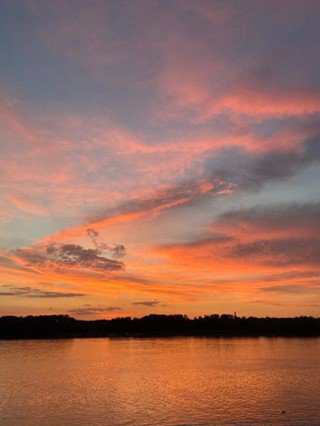 Sunset over the Danube. 
