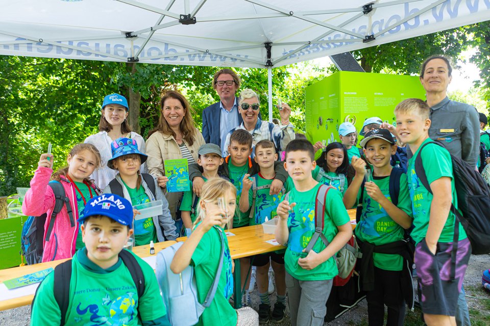 Children gather outside at a national park. 
